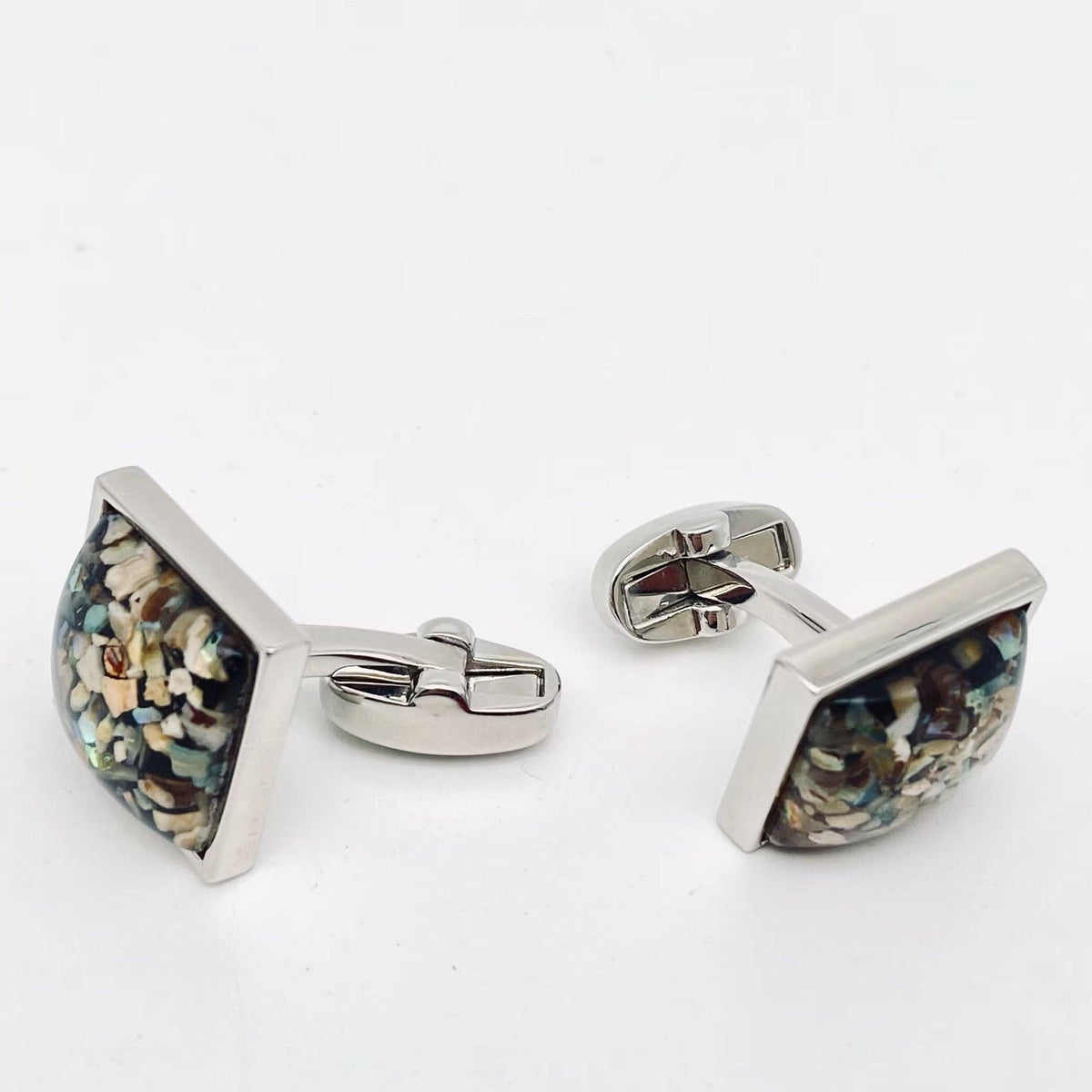 Square Broken Shell Men's Cufflinks: Color
