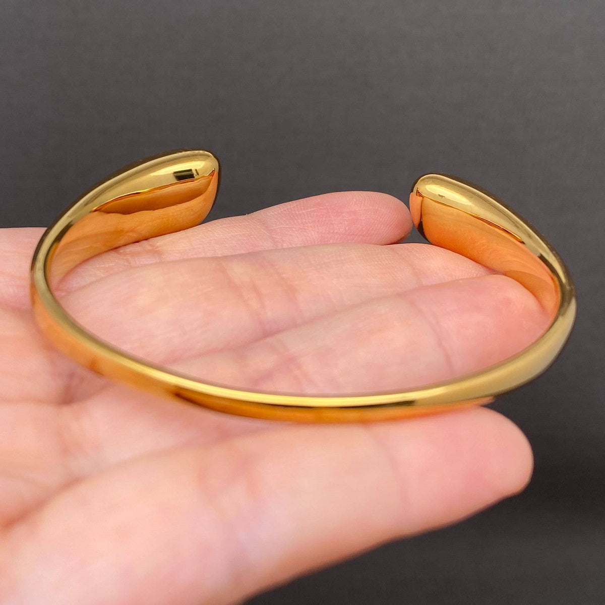 Double Zircon 18K Gold Plated Stainless Steel Cuff - FGS: Drop