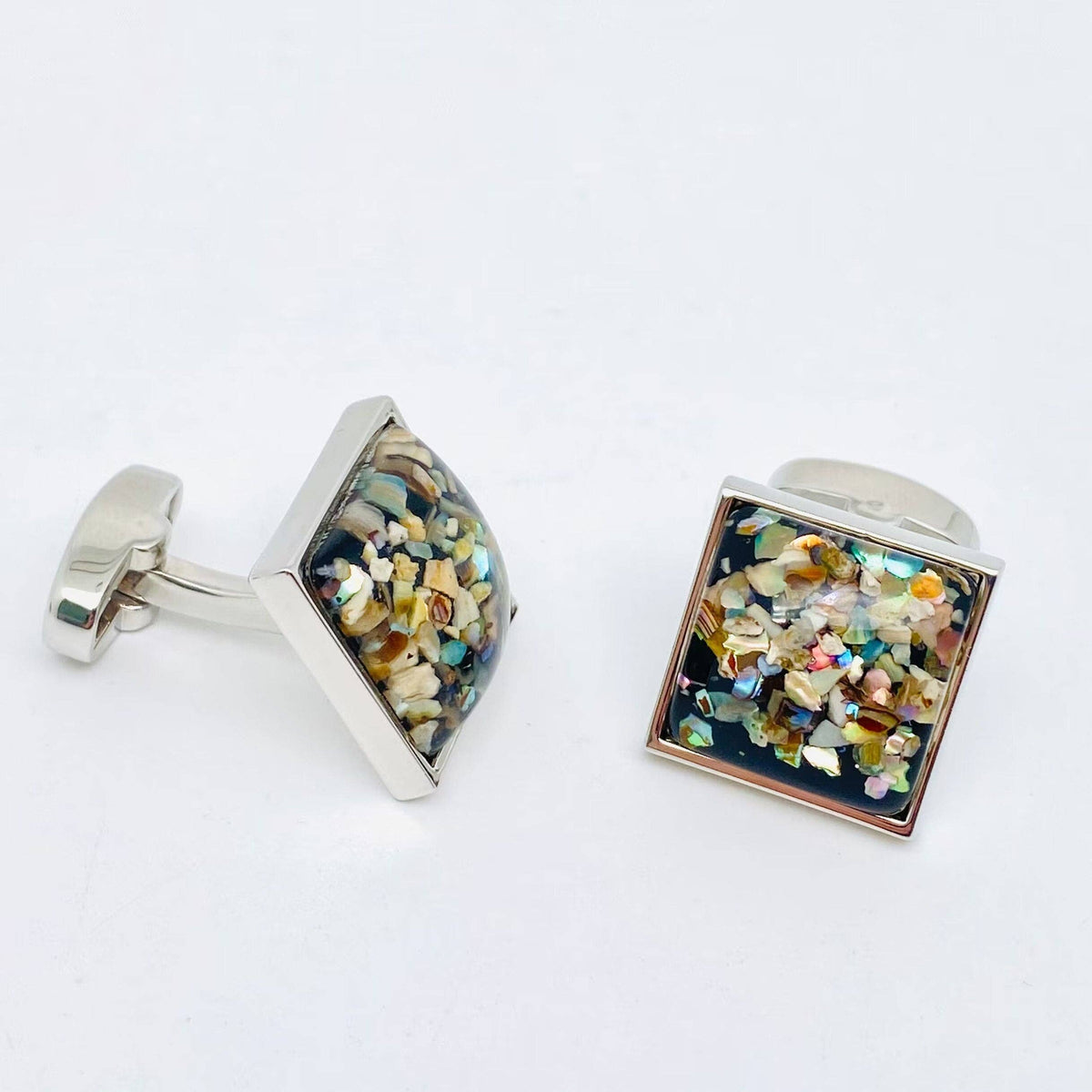 Square Broken Shell Men's Cufflinks: Color